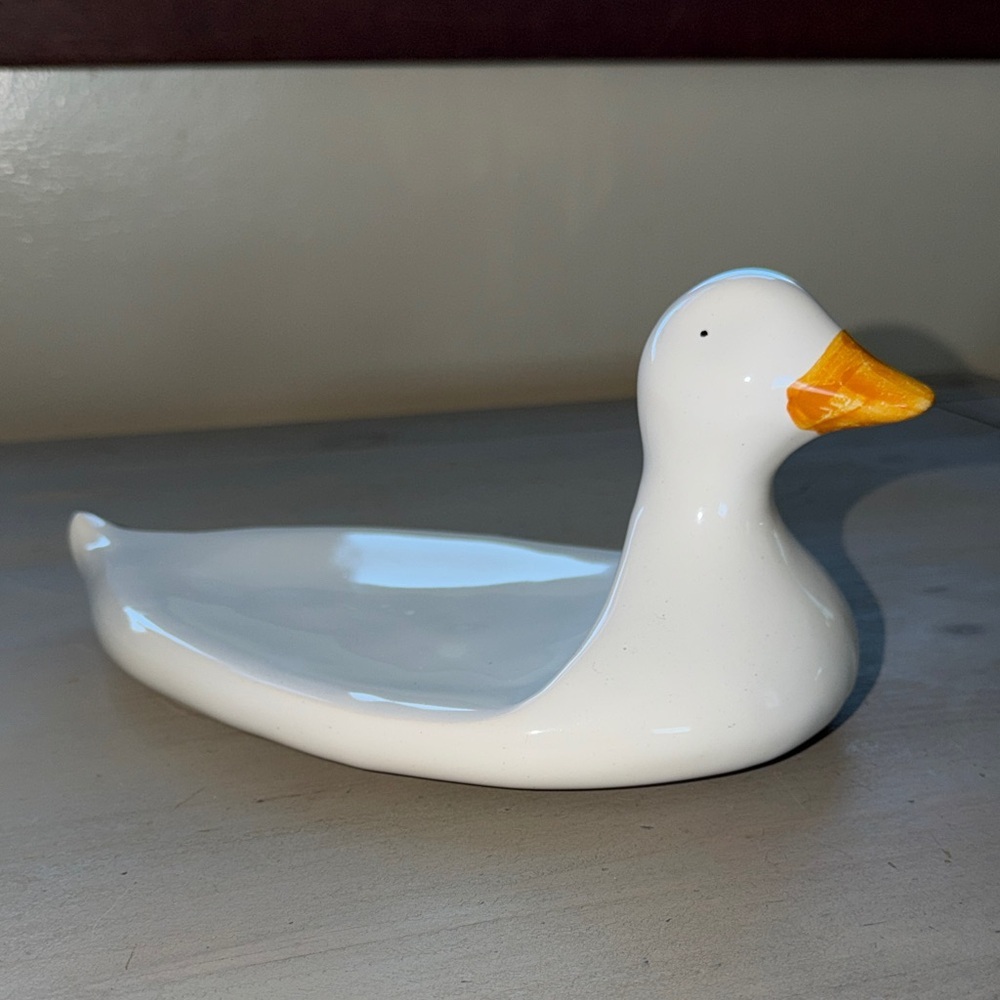 Vintage Ceramic Duck Goose Soap Holder Trinket Tray